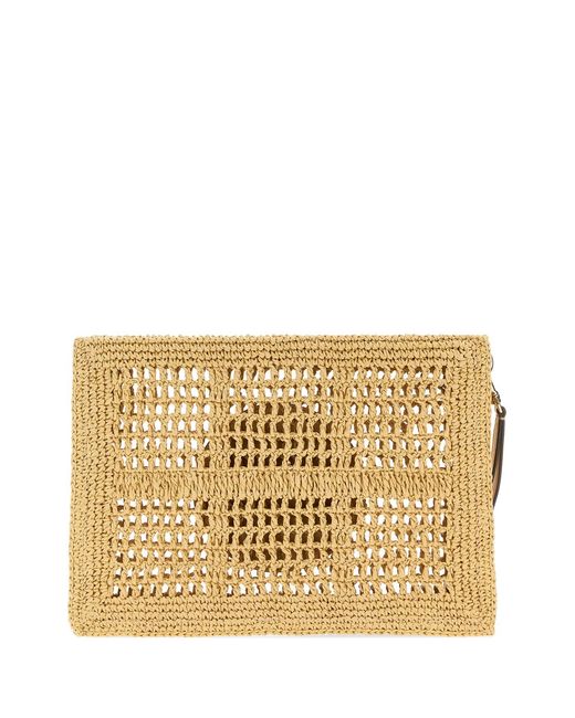 Tory Burch Natural Raffia Ella Clutch