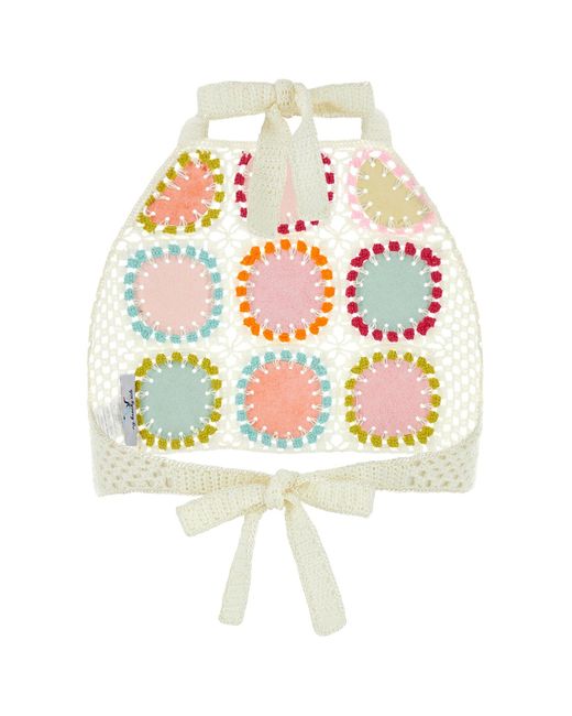 Crop-top Taffy in crochet multicolor di MY BEACHY SIDE in Red