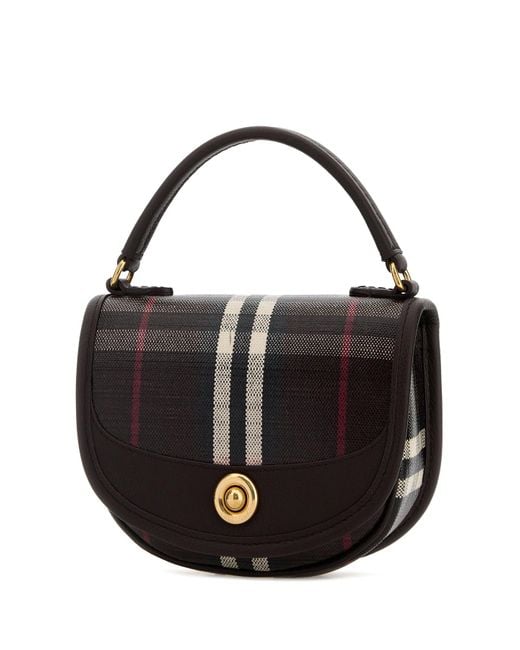 Burberry Black Printed Canvas Mini Highlands Handbag