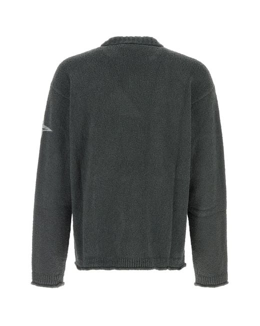 Stone Island Gray Dark Stretch Cotton Blend Sweater for men