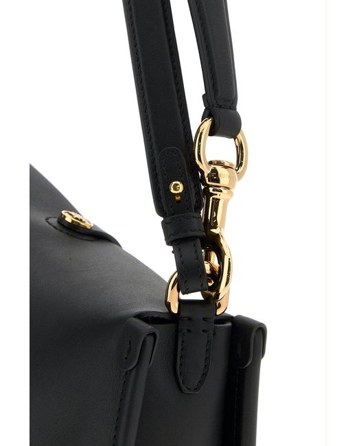 Etro Black Leather Medium Pony Shoulder Bag