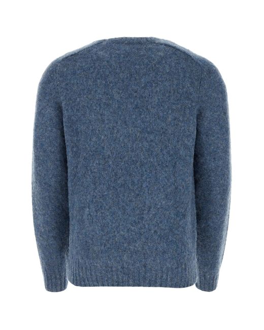 Harmony Melange Blue Wool Shaggy Sweater for men