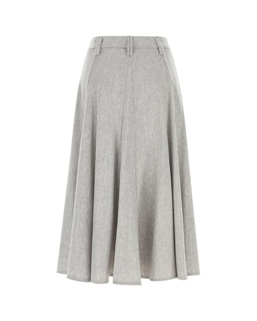 Brunello Cucinelli Gray Light Grey Wool Skirt