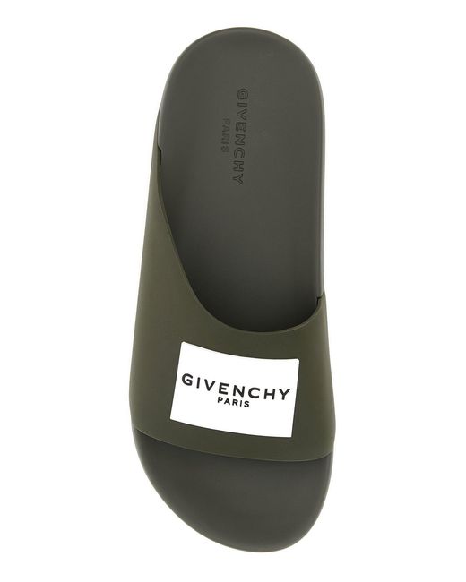 Givenchy Army Green Rubber Label Slippers for men