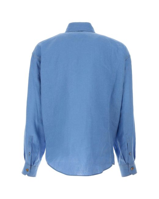 Versace Light-blue Linen Shirt for men