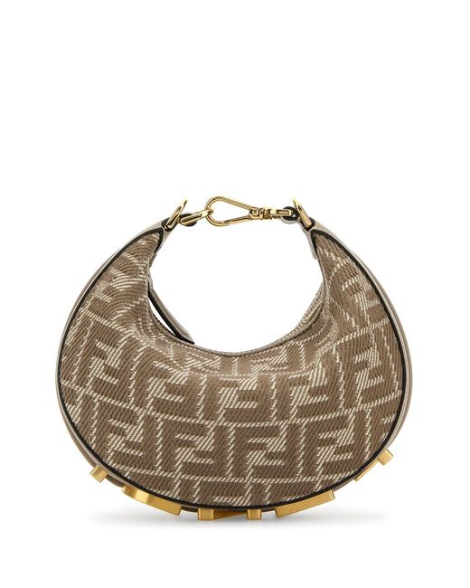 Borsa a mano graphy mini in denim ricamato di Fendi in Metallic