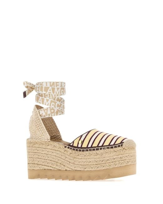Stella McCartney Natural Embroidered Canvas Gaia Wedges