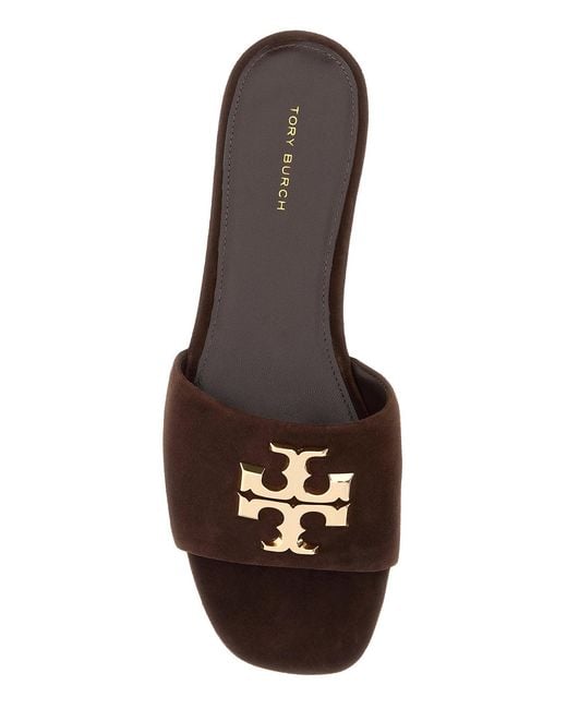 Tory Burch Brown Chocolate Suede Eleanor Slippers