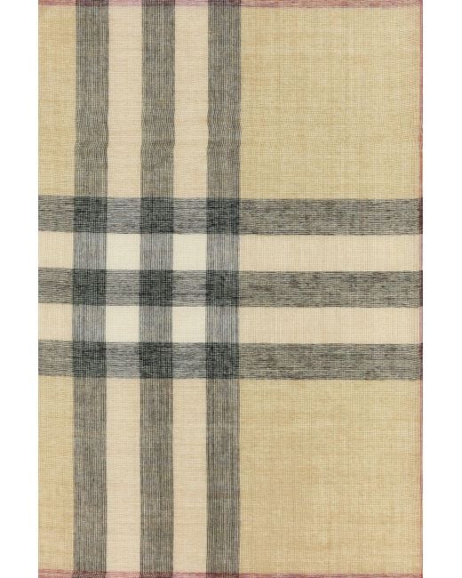 Burberry Natural Embroidered Wool Blend Scarf