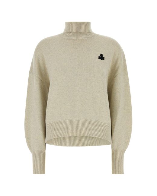Isabel Marant Natural Melange Sand Cotton Blend Oversize Nasha Sweater