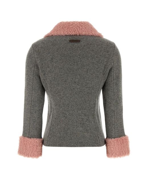 Moschino Gray Melange Grey Wool Blend Cardigan