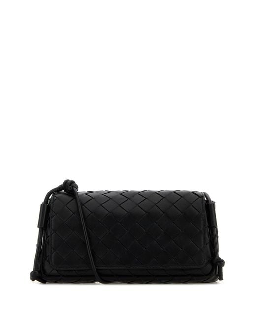 Borsa a tracolla Notturno in nappa nera di Bottega Veneta in Black