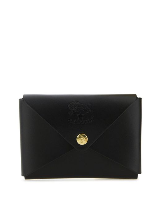 Portacarte in pelle nera di Il Bisonte in Black