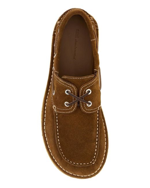 AMI Brown Suede Loafers for men