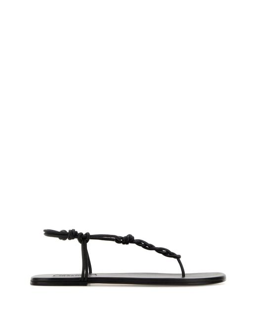 Jil Sander Black Leather Tangle Sandals