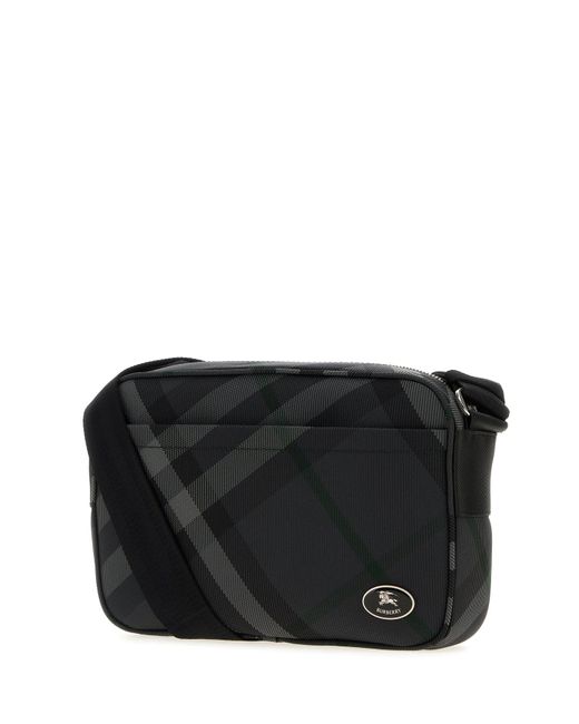 Borsa a tracolla Grid in tela ricamata di Burberry in Black da Uomo