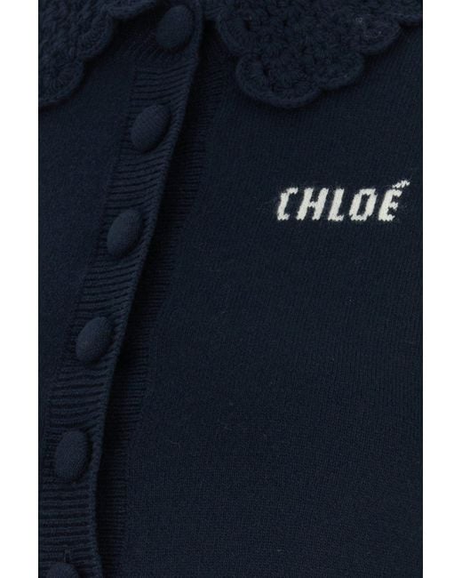 Chloé Navy Blue Wool Cardigan