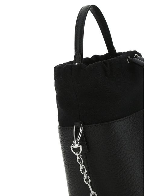 Maison Margiela Black Leather And Canvas Mini 5Ac Bucket Bag