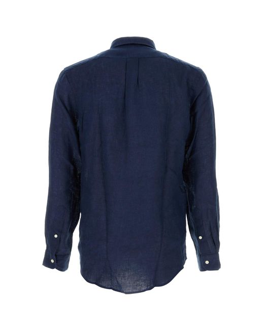 Polo Ralph Lauren Navy Blue Linen Shirt for men