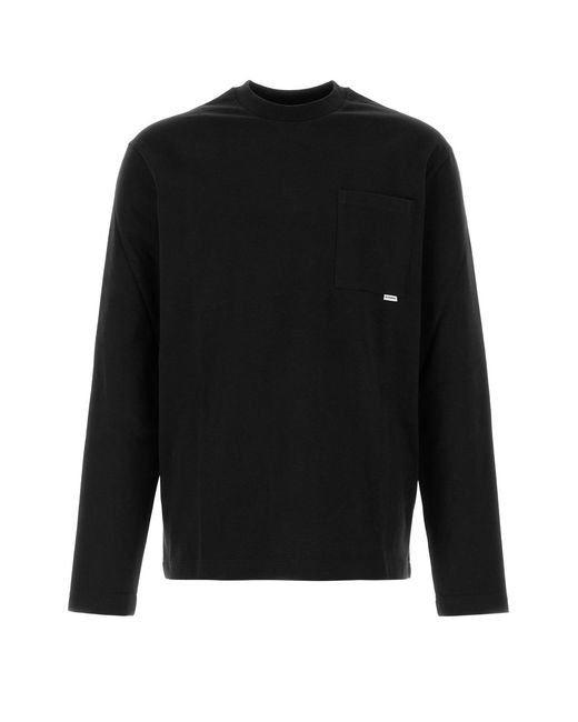 Jil Sander Black T-Shirt Ls W/Pocket for men