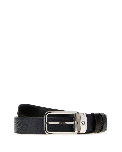 Montblanc White Midnight Blue Leather Reversible Belt for men