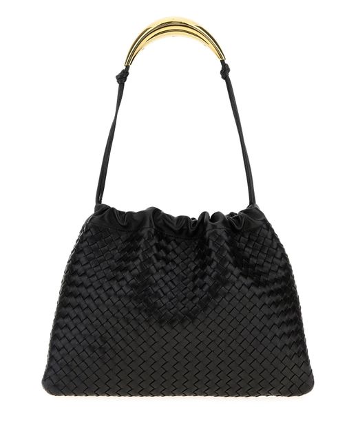 Borsa a spalla Handle in pelle nera di Bottega Veneta in Black