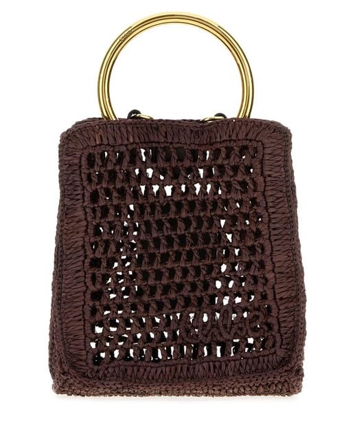 Chloé Black Grape Raffia Summer Banana Handbag