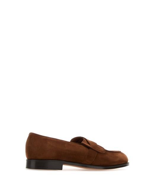 Edward Green Brown Suede Lulworth Loafers for men