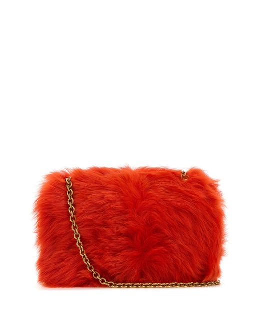 Borsa a spalla Jamie 4.3 mini in pelliccia arancione di Saint Laurent in Red
