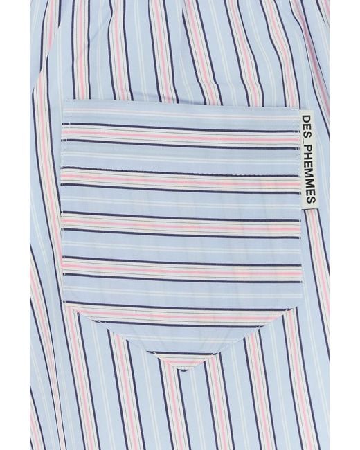 Des Phemmes Blue Embroidered Poplin Shorts