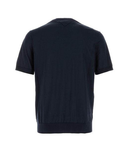 Maglione in seta blu navy di Prada in Blue da Uomo