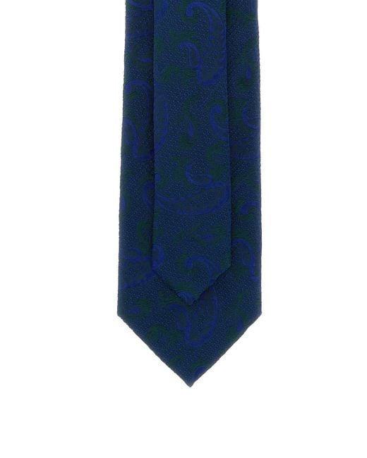 Brioni Blue Embroidered Silk Tie for men
