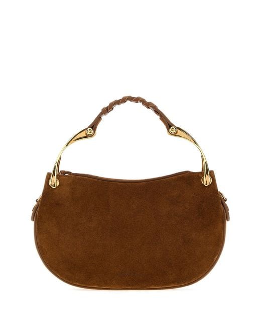 McQueen Brown Suede Mini Wishbone Handbag