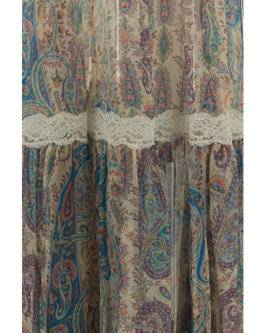 Etro White Printed Crepe Skirt