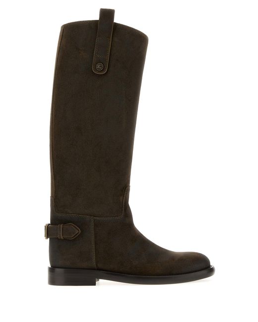 Burberry Black Dark Suede Cavalier Boots