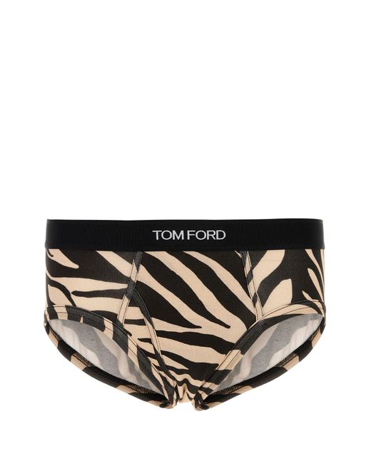 Slip in cotone stretch stampato di Tom Ford in Black da Uomo
