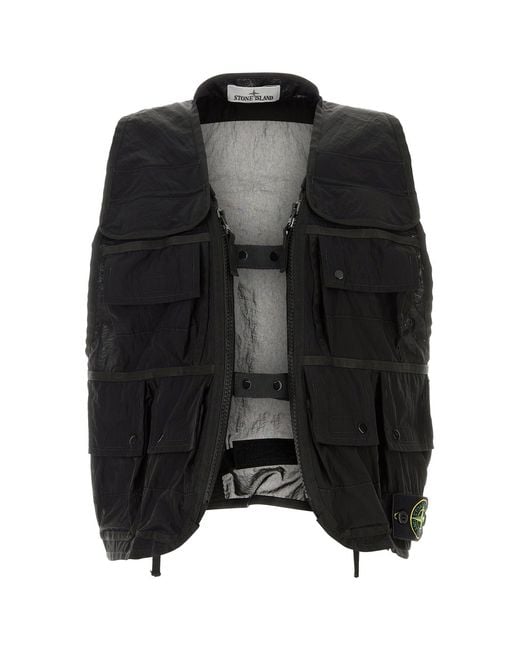 Stone Island Black Nylon Vest for men