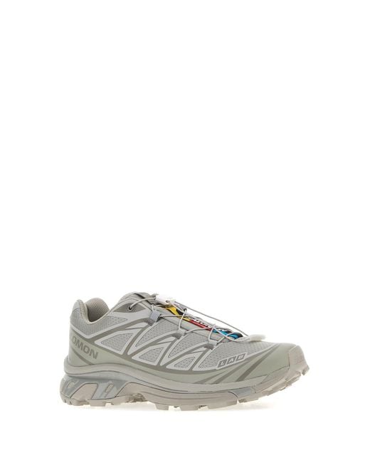 Salomon Gray Grey Fabric And Rubber Xt-6 Sneakers