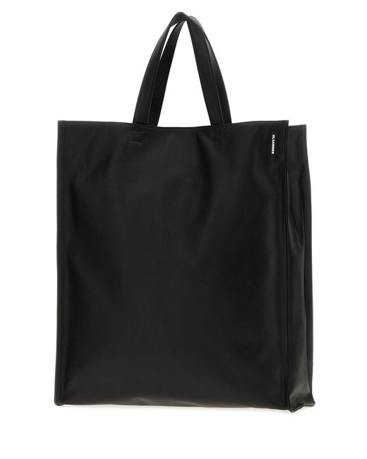 Jil Sander Black Leather Light Shopping Bag for men