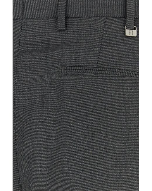 PT Torino Black Dark Grey Stretch Wool Pant for men