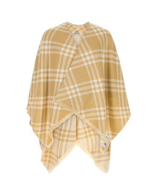 Burberry Natural Embroidered Wool Blend Cape
