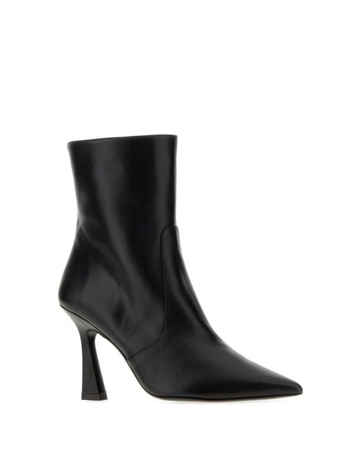 Stuart Weitzman Black Leather Vinnie Ankle Boots