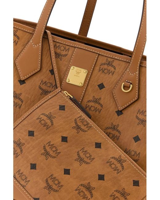 MCM Brown Printed Canvas Liz Vi Shopping Bag