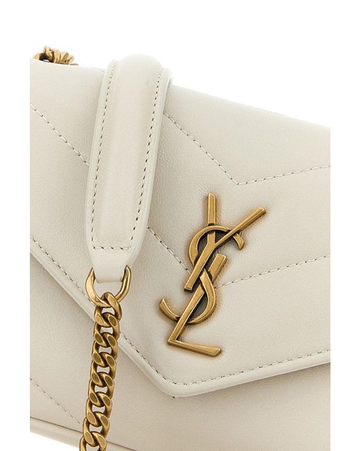Borsa a tracolla LouLou mini in pelle avorio di Saint Laurent in Natural