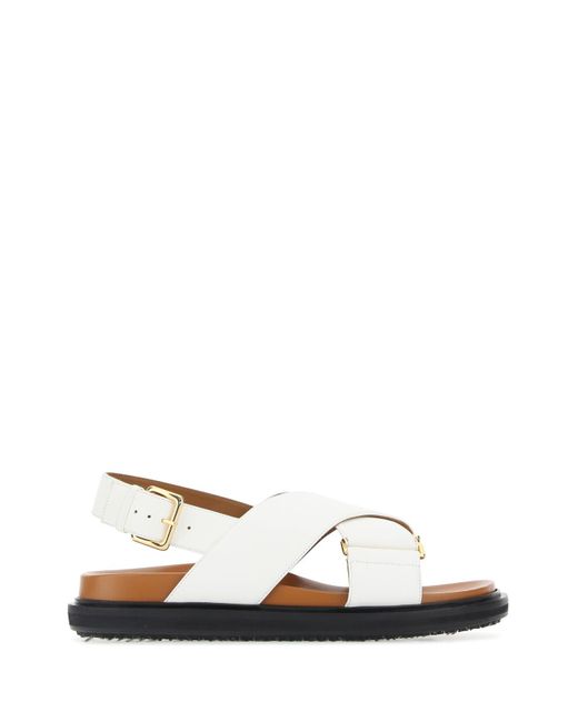 Womens Shoes Flats and flat shoes Flat sandals Marni White Shearling Fussbett Platform Sandals in Black 