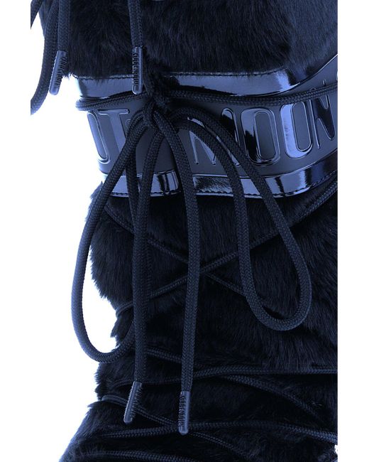 Moon Boot Black Eco Fur And Synthetic Leather Icon Boots