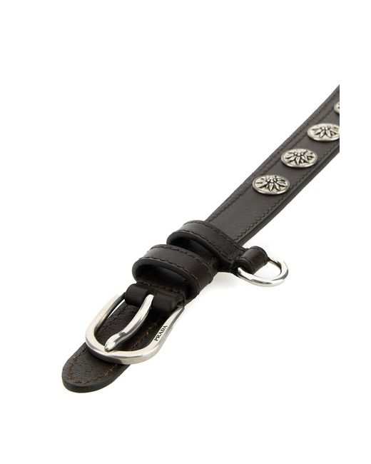 Cintura in pelle nera di Prada in Black