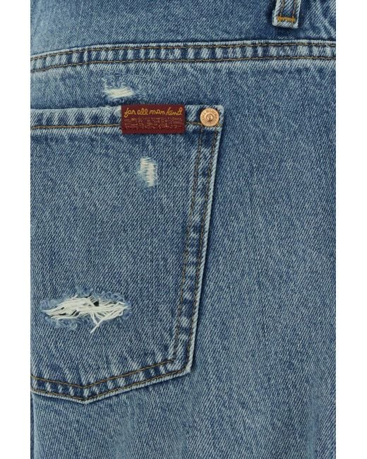 7 For All Mankind Blue Denim Low Straight Jeans