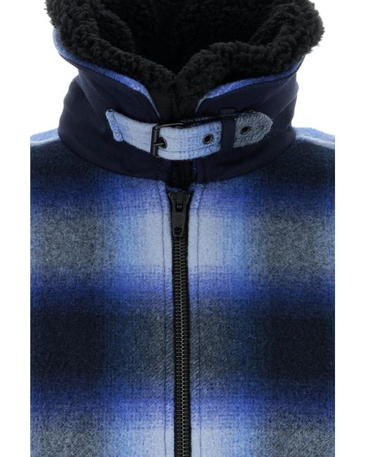Balenciaga Blue Embroidered Wool Bomber Jacket for men