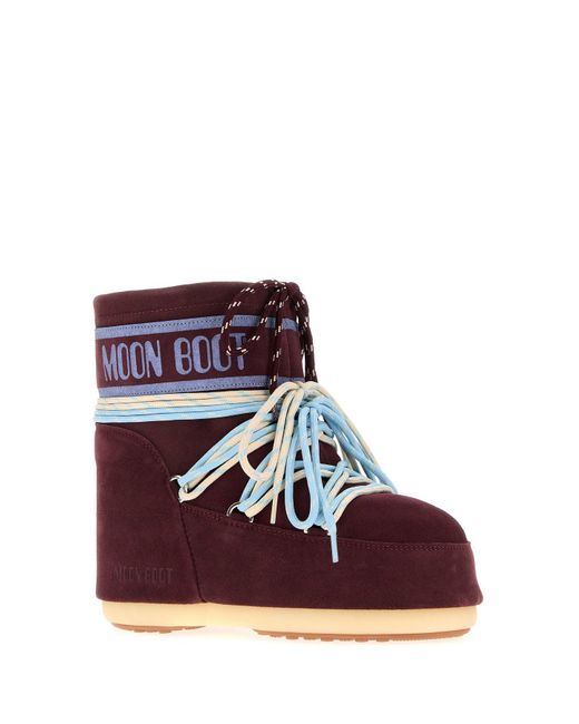 Moon Boot Red Plum Suede Icon Low Ankle Boots
